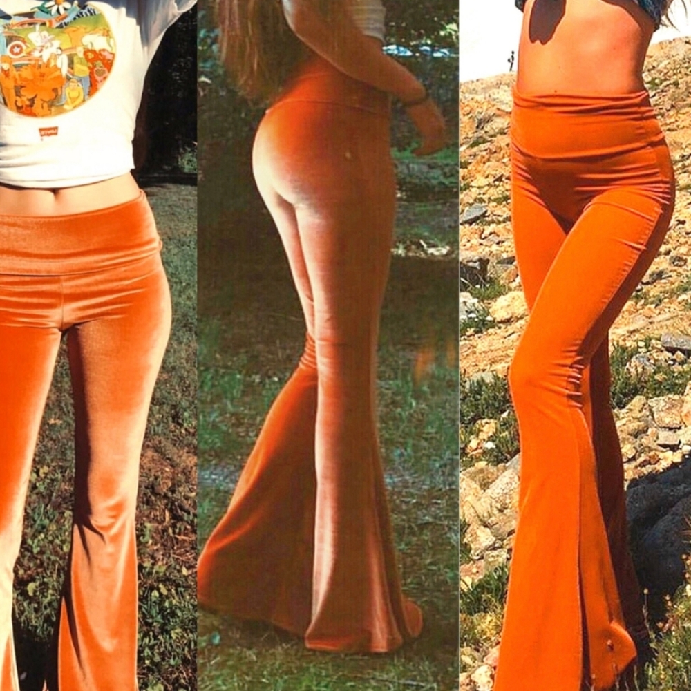 Home Cooked Karma Orange Velvet Bell Bottoms - Picture 6 of 13